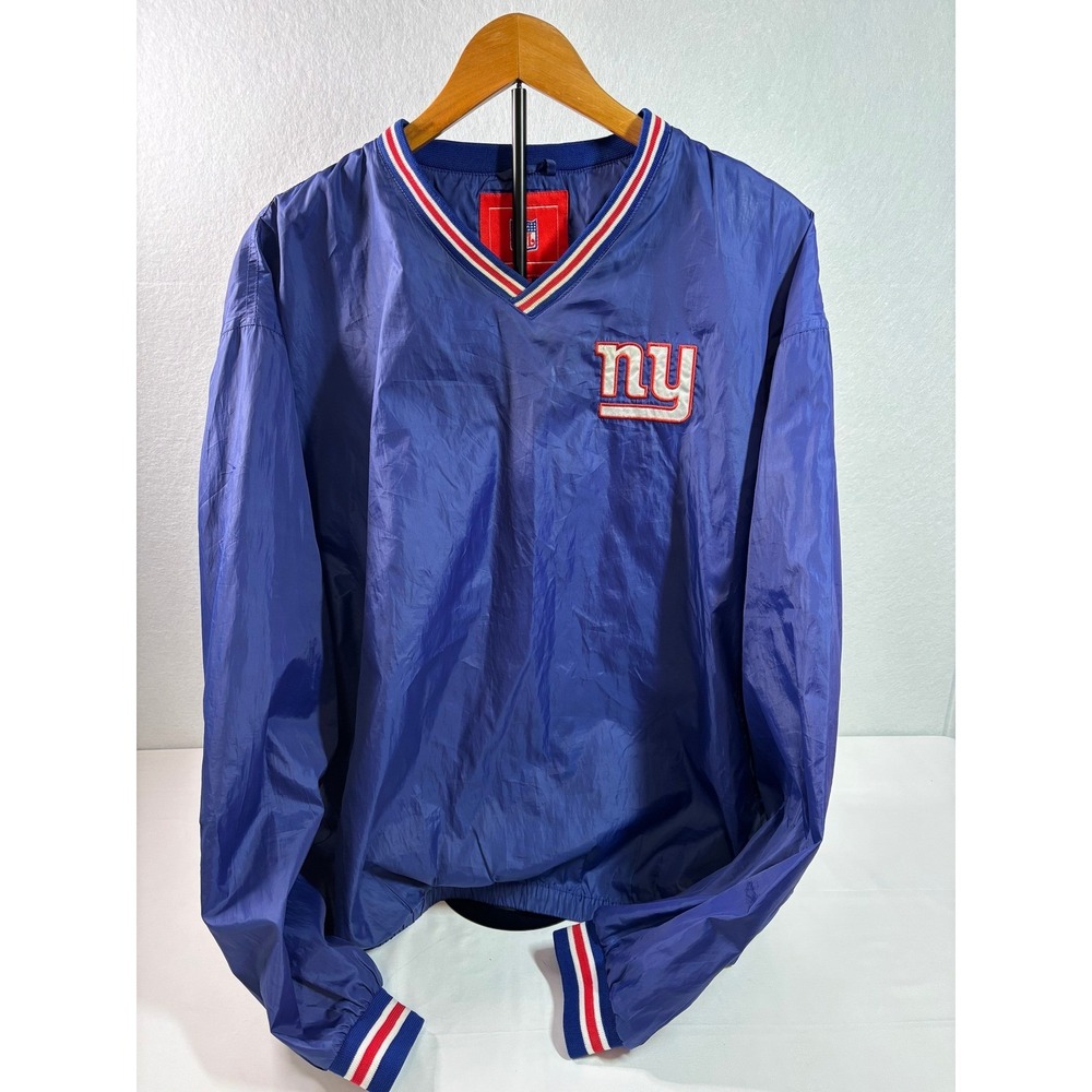 Vintage New York Giants NFL Pullover Windbreaker Jacket Mens 2XL Blue Football